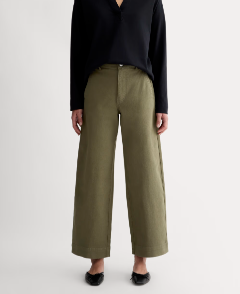Cotton Twill Utility Wide-Leg Pant